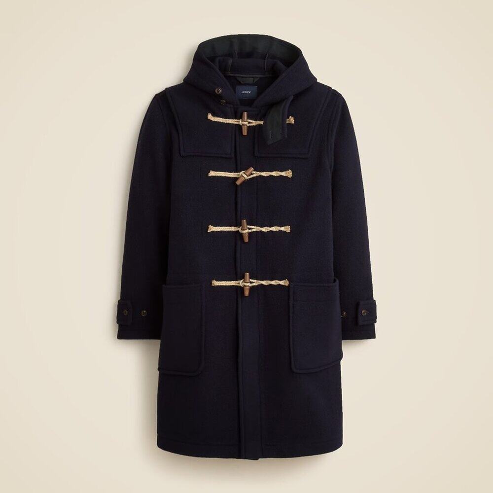 NWT J Crew Duffle Coat in Wool Navy Blue L